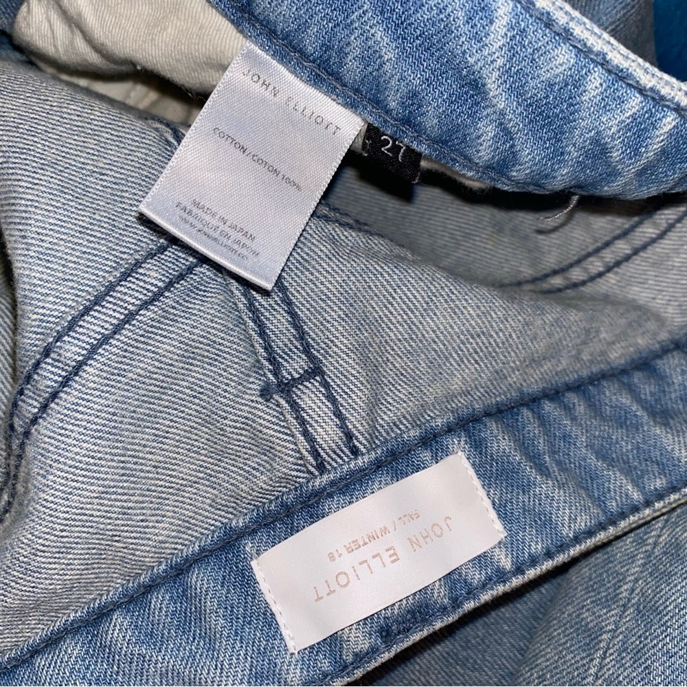 New John Elliot Charlotte Solar Indigo Slim Distressed High Rise Jeans 27 — image 7 of 8